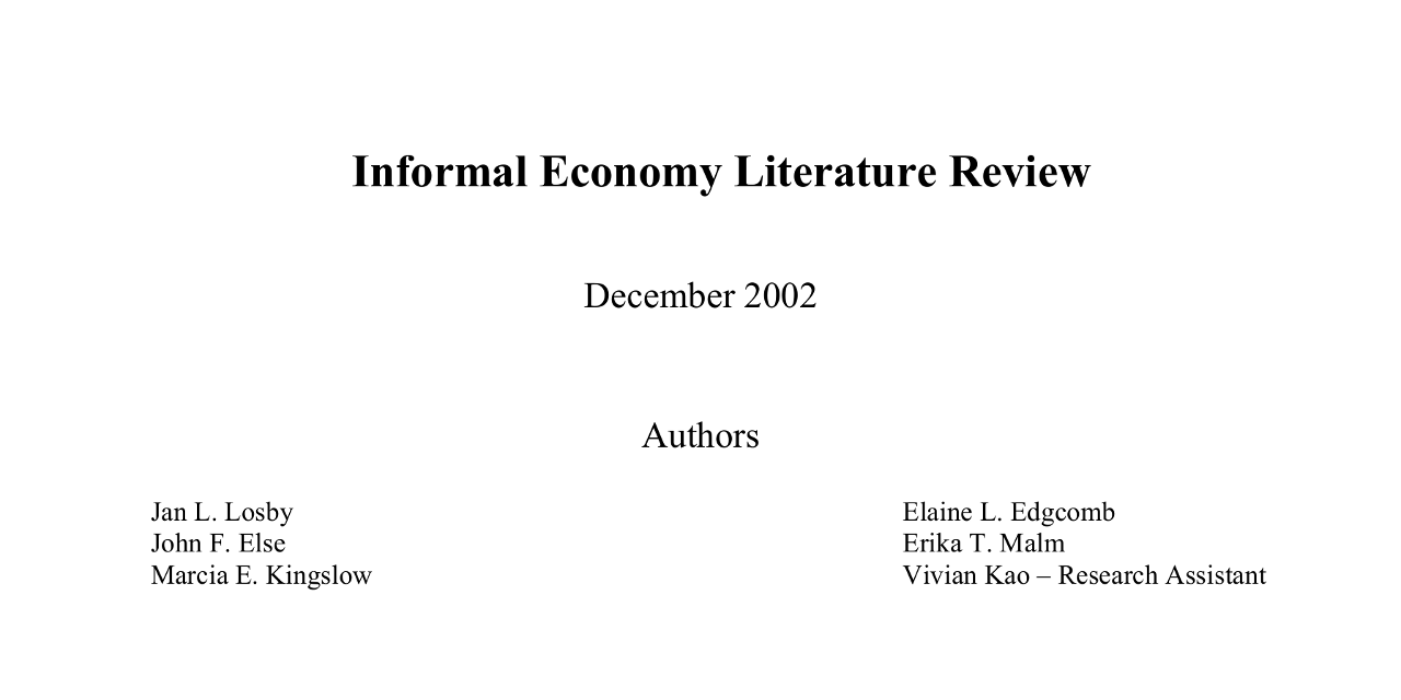 informal economy literature review