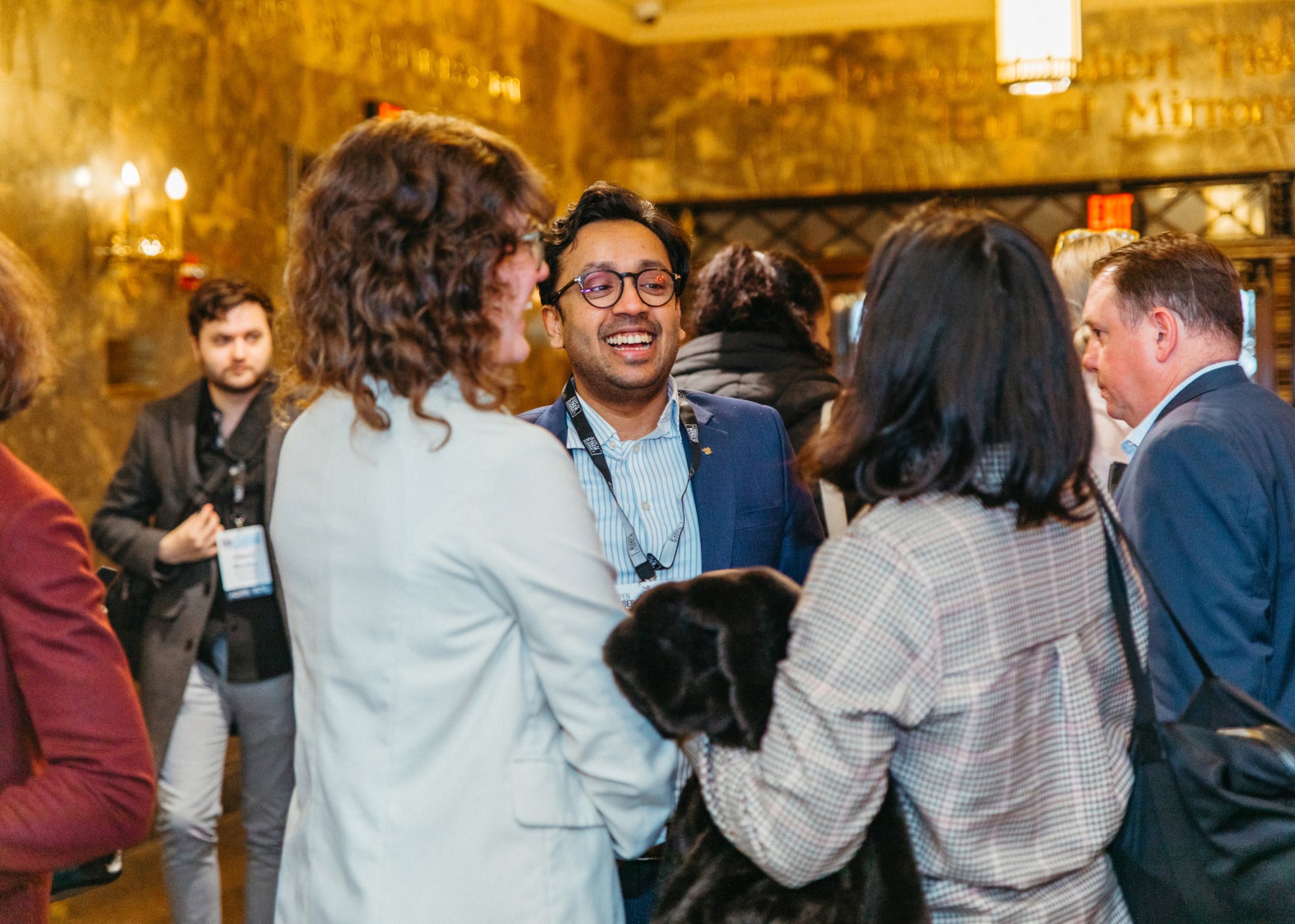 Attendees checking in for the 2023 Aspen Cyber Summit in New York City.